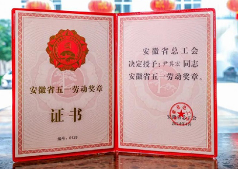 喜报！九游会福智能科技股份有限公司董事长尹其宏荣获“安徽省五一劳动奖章”